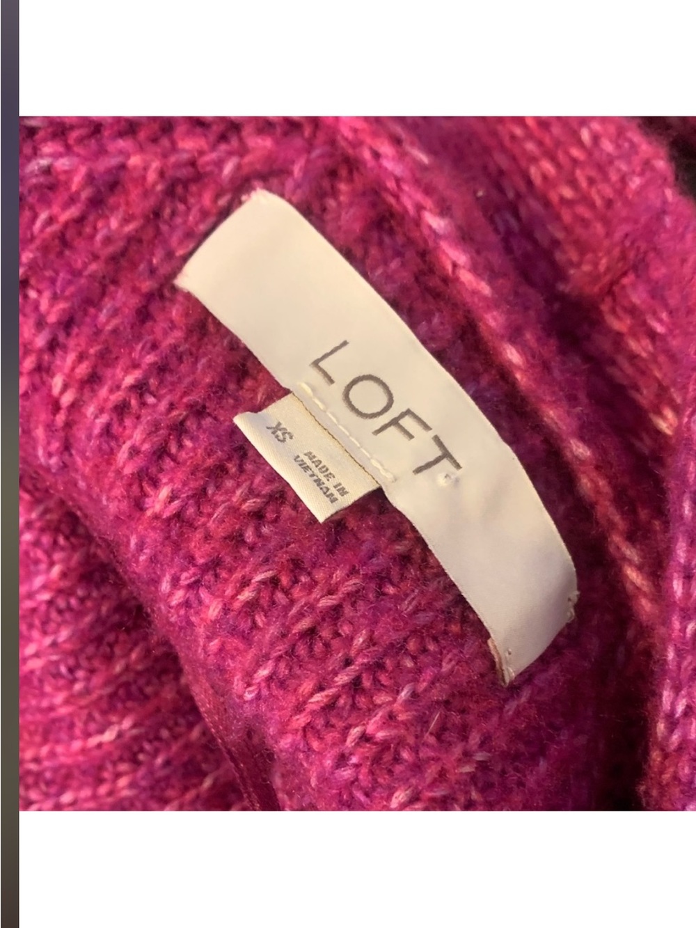 LOFT Raspberry Open-Front Ribbed Knit Cardigan - Picture 3 of 3